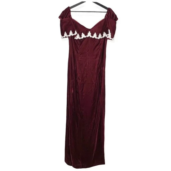Vintage | Dresses | Vintage 9s Jordan Velvet Off Shoulder Full Length Dress  Medium | Poshmark